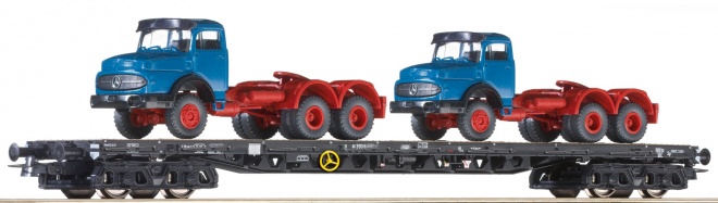Flat car loaded with Trucks<br /><a href='images/pictures/Roco/231590.jpg' target='_blank'>Full size image</a>